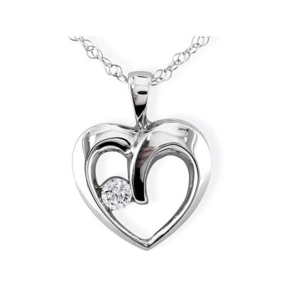 1/10 Carat Diamond Heart Necklace In 1.4 Karat White Gold™