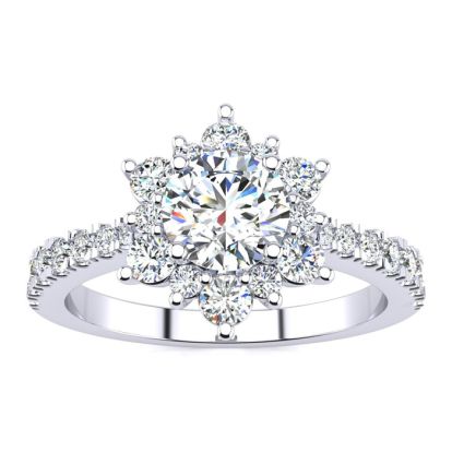 2 Carat Round Shape Halo Diamond Engagement Ring In 2.4K White Gold™