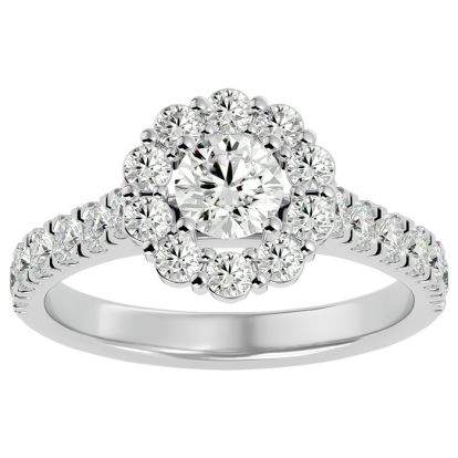 1 1/2 Carat Halo Diamond Engagement Ring In 14 Karat White Gold