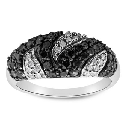 1 Carat Black and White Diamond Intricate Ring In Sterling Silver. Really Amazing Ring At An Incredibly Price!