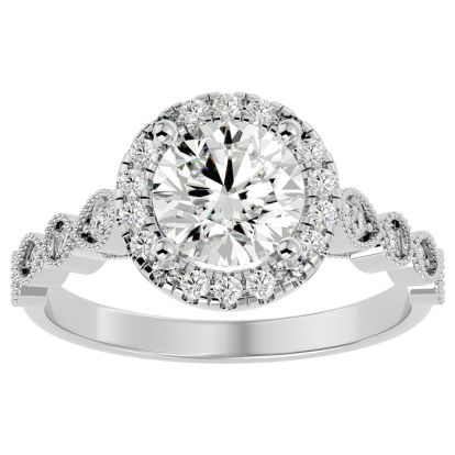 1 3/4 Carat Halo Diamond Engagement Ring In 14 Karat White Gold