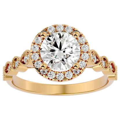 1 3/4 Carat Halo Diamond Engagement Ring In 14 Karat Yellow Gold