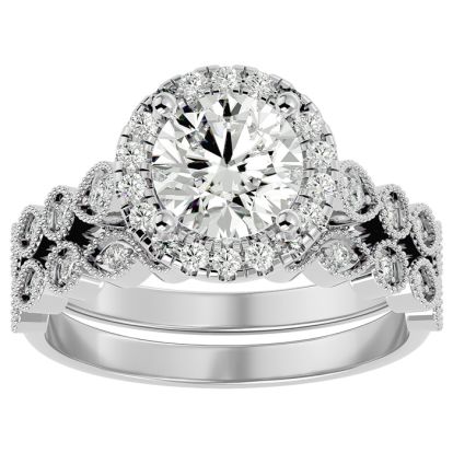 2 Carat Halo Diamond Bridal Set In 14 Karat White Gold