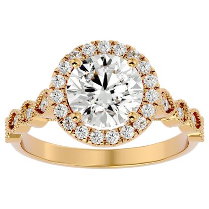 2 1/2 Carat Halo Diamond Engagement Ring In 14 Karat Yellow Gold