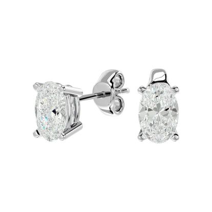 1 Carat Oval Shape Moissanite Stud Earrings In Platinum