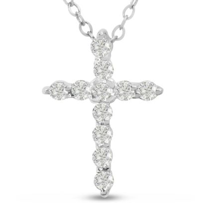 2 3/4 Carat Diamond Cross Necklace In 14 Karat White Gold, 18 Inches Cable Chain