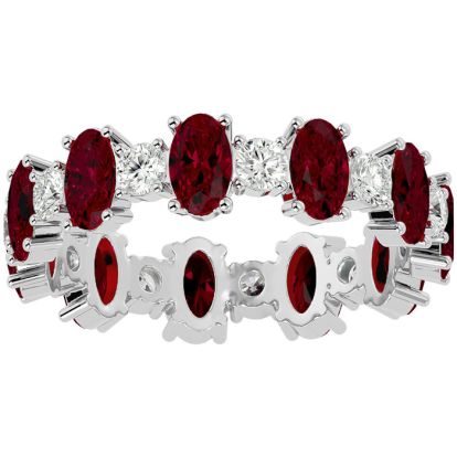 Eternity Ring Size 9 3 3/4 Carat Ruby and Moissanite Eternity Ring In 14 Karat White Gold