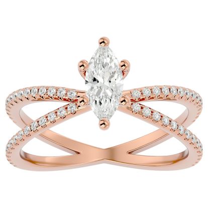 1 Carat Marquise Shape Diamond Engagement Ring In 14 Karat Rose Gold