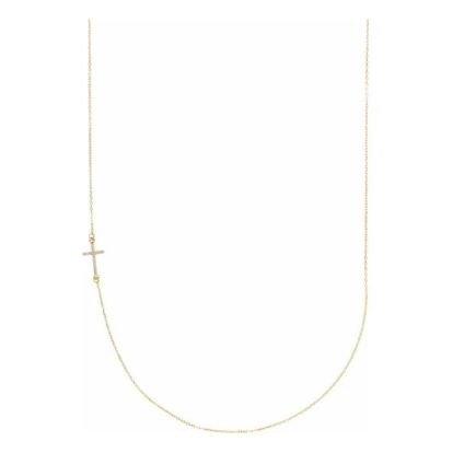 0.04 Carat Diamond Sideways Cross Necklace In 14 Karat Yellow Gold, 16 Inches