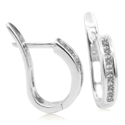 Diamond Drop Earrings: 1/4ct Flip-Back Huggy Diamond Earrings in 10k White Gold