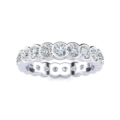 1 1/2 Carat Round Diamond Bezel Set Eternity Ring In Platinum, Ring Size 7.5