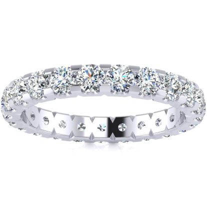 2 Carat Round Diamond Eternity Ring In 14 Karat White Gold, Ring Size 6.5