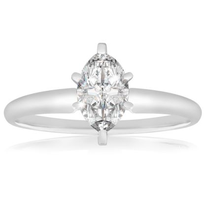 Cheap Engagement Rings, 1/2 Carat Marquise Diamond Solitaire Ring in 14K White Gold