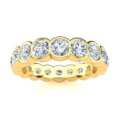2 Carat Round Diamond Bezel Set Eternity Ring In 14 Karat Yellow Gold, Ring Size 6.5