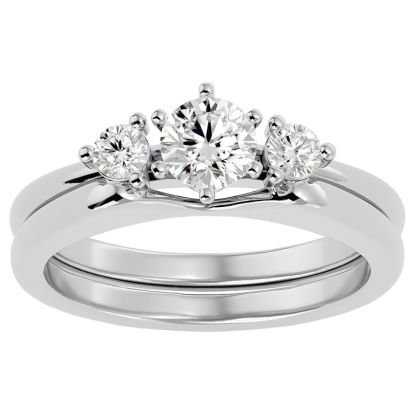 1/2 Carat Diamond Solitaire Ring With 1/5 Carat Enhancer In 14 Karat White Gold