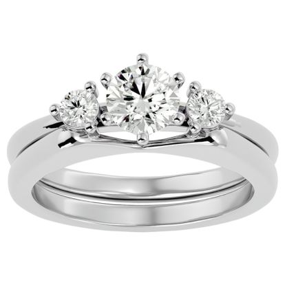 3/4 Carat Moissanite Solitaire Ring With 1/5 Carat Enhancer In 14 Karat White Gold