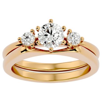 3/4 Carat Diamond Solitaire Ring With 1/5 Carat Enhancer In 14 Karat Yellow Gold