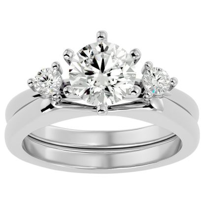 1 1/2 Carat Moissanite Solitaire Ring With 1/5 Carat Enhancer In 14 Karat White Gold
