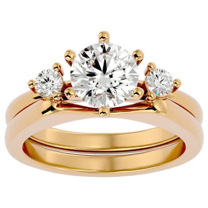 1 1/2 Carat Diamond Solitaire Ring With 1/5 Carat Enhancer In 14 Karat Yellow Gold
