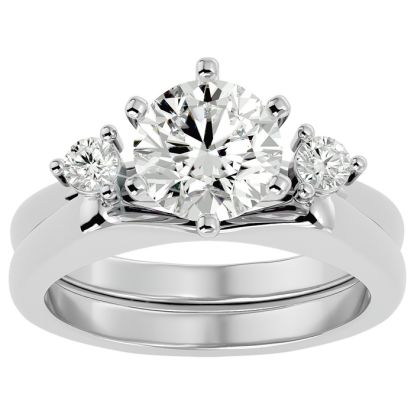 2 Carat Moissanite Solitaire Ring With 1/5 Carat Enhancer In 14 Karat White Gold