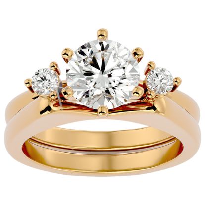 2 Carat Moissanite Solitaire Ring With 1/5 Carat Enhancer In 14 Karat Yellow Gold