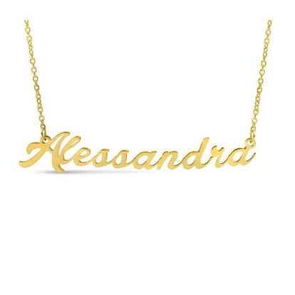 Alessandra Nameplate Necklace In Gold