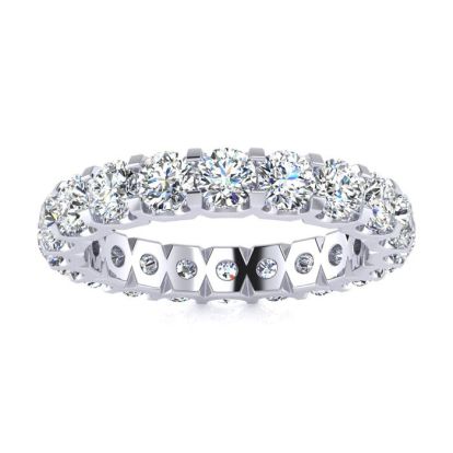 3 Carat Round Diamond Eternity Ring In Platinum, Ring Size 6
