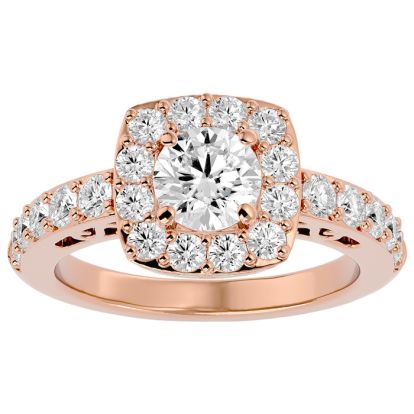 2 1/2 Carat Halo Diamond Engagement Ring In 14 Karat Rose Gold