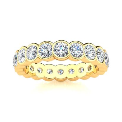 2.70 Carat Round Diamond Bezel Set Eternity Ring In 14 Karat Yellow Gold, Ring Size 7.5