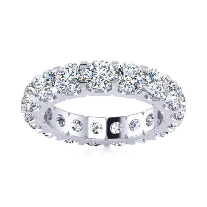 4 Carat Round Moissanite Eternity Ring In 14 Karat White Gold, Ring Size 4