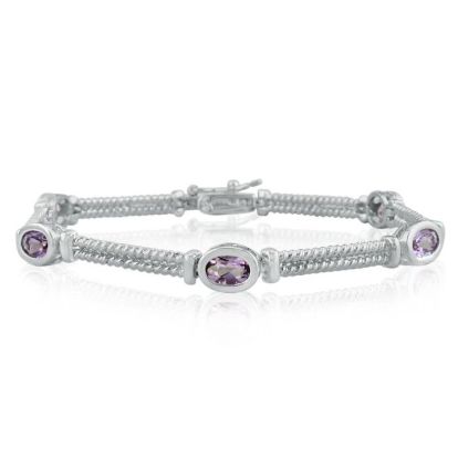 Amethyst Gemstone Jewelry: 2.25ct Rope Style Amethyst Gemstone Bracelet in Sterling Silver | Silver Jewelry