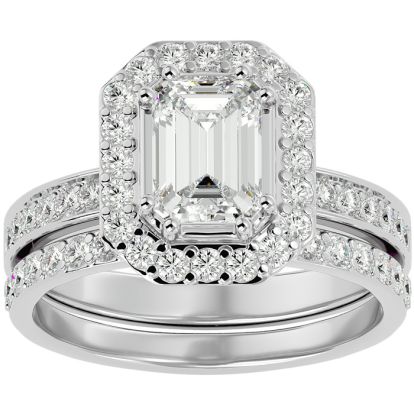 2 1/2 Carat Emerald Cut Diamond Bridal Set In 14 Karat White Gold