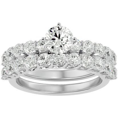 2 1/2 Carat Round Shape Diamond Bridal Set In 14 Karat White Gold