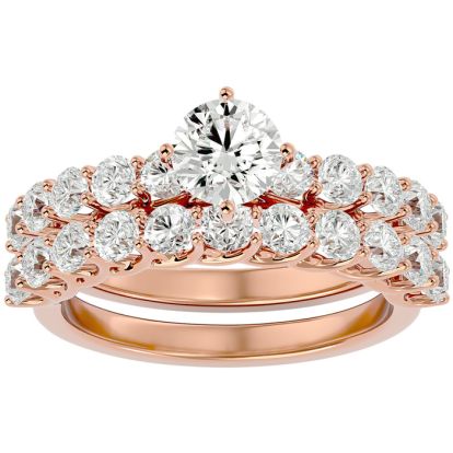 2 1/2 Carat Round Shape Diamond Bridal Set In 14 Karat Rose Gold