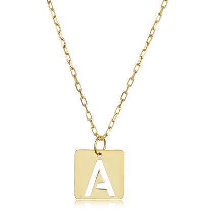 "A" Initial Necklace In 14 Karat Yellow Gold, 16-18 Inches