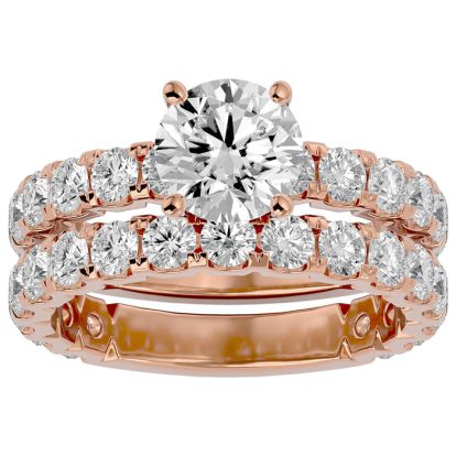 3 1/2 Carat Round Diamond Bridal Set In 14 Karat Rose Gold