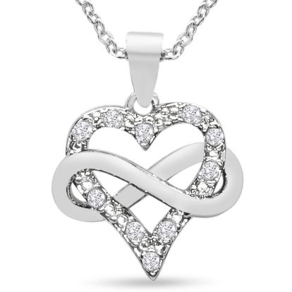10 Diamond Natural Rose Cut Diamond Infinity Heart Necklace With Free Chain, 18 Inches. Brand New & Very Cute!