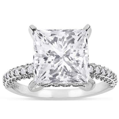 5 Carat Princess Cut Lab Grown Diamond Engagement Ring In 14K White Gold