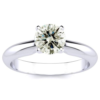 1.25 Carat Natural Diamond Solitaire Engagement Ring In 14K White Gold. Incredible Deal On A Diamond Much Bigger Than 1 Carat