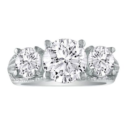 3 3/4ct Three Diamond Ring in 14k White Gold