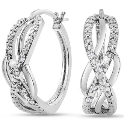 16 Diamond Infinity Diamond Hoop Earrings, 3/4 Inch. Brand New Gorgeous Style!  