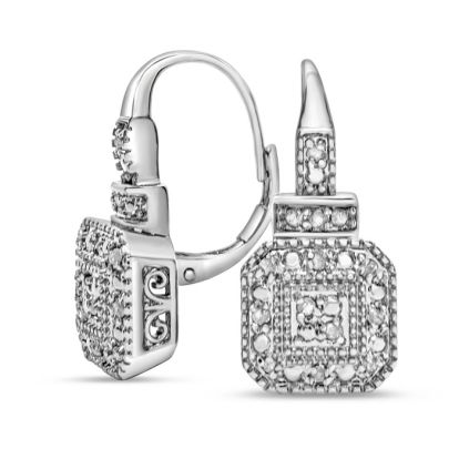 24 Diamond Antique Look Leverback Earrings, 3/4 Inch. Brand New Amazing Design!