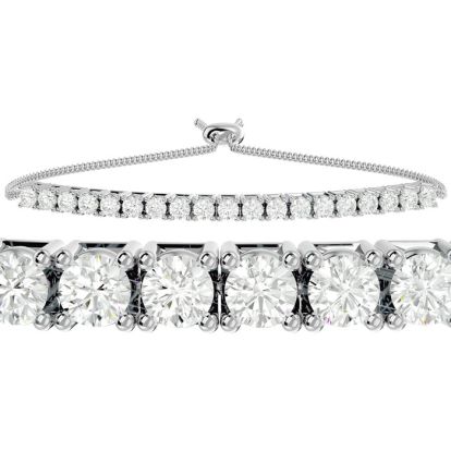 4 Carat Natural Diamond Bolo Bracelet In 14 Karat White Gold, Adjustable 6-9 inches