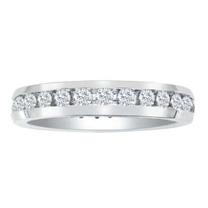 Estate Jewelry Solid Sterling Silver 2 Carat Channel Set Created Diamond Eternity Band, Size 6