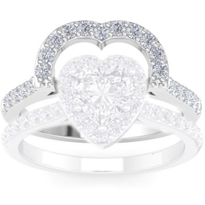 1/3 Carat Heart Shape Diamond Band In 14 Karat White Gold