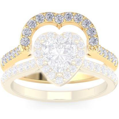 1/3 Carat Heart Shape Diamond Band In 14 Karat Yellow Gold