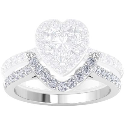 1/3 Carat Heart Shape Diamond Band In 14 Karat White Gold