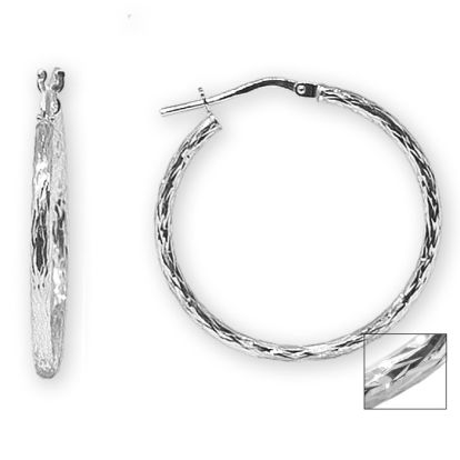 Fine Italian Diamond Cut Hoop Earrings In Sterling Silver, 1 Inch