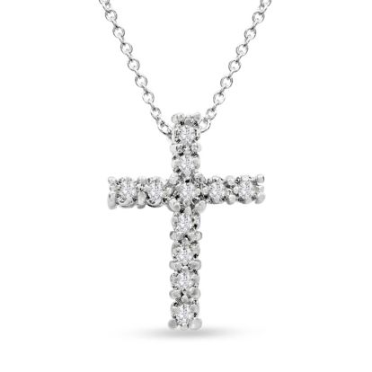 1/10 Carat Diamond Cross Necklace With Free Chain, 18 Inches.  Brand New Diamond Cross!