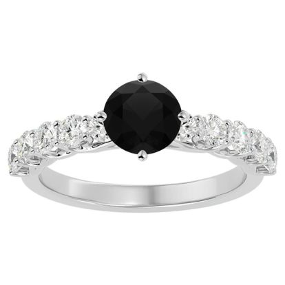 1 3/4 Carat Black Moissanite Engagement Ring In 14 Karat White Gold